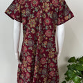 Maroon Floral Printed 100% Cotton Nightgown