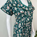Green Floral Printed 100% Cotton Nightgown