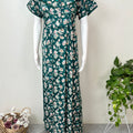 Green Floral Printed 100% Cotton Nightgown