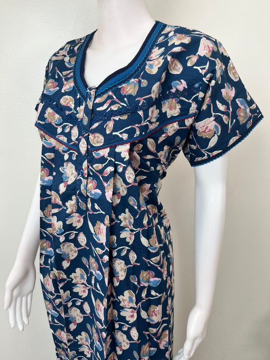 Royal Blue 100% Cotton Women's Nighty