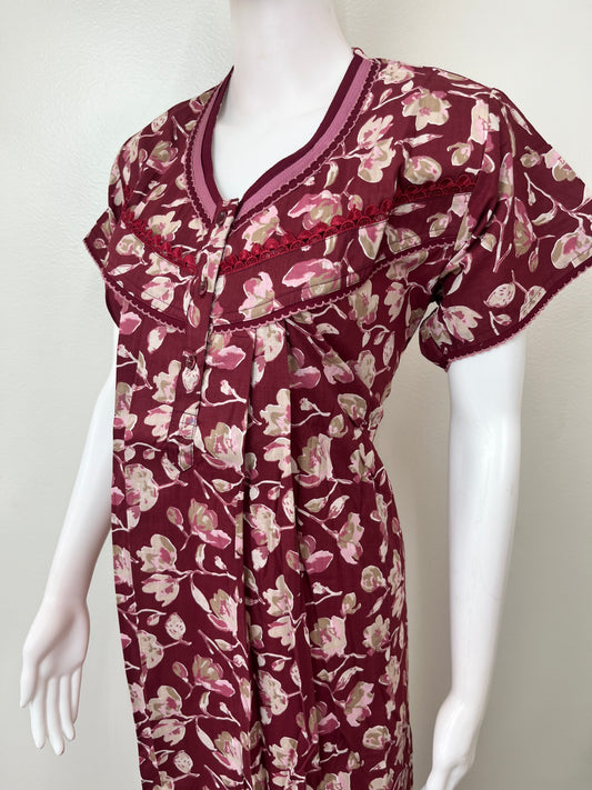 Maroon Pure Cotton Nighty Soft & Comfortable