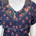 Navy Blue Floral Printed 100% Cotton Nightgown