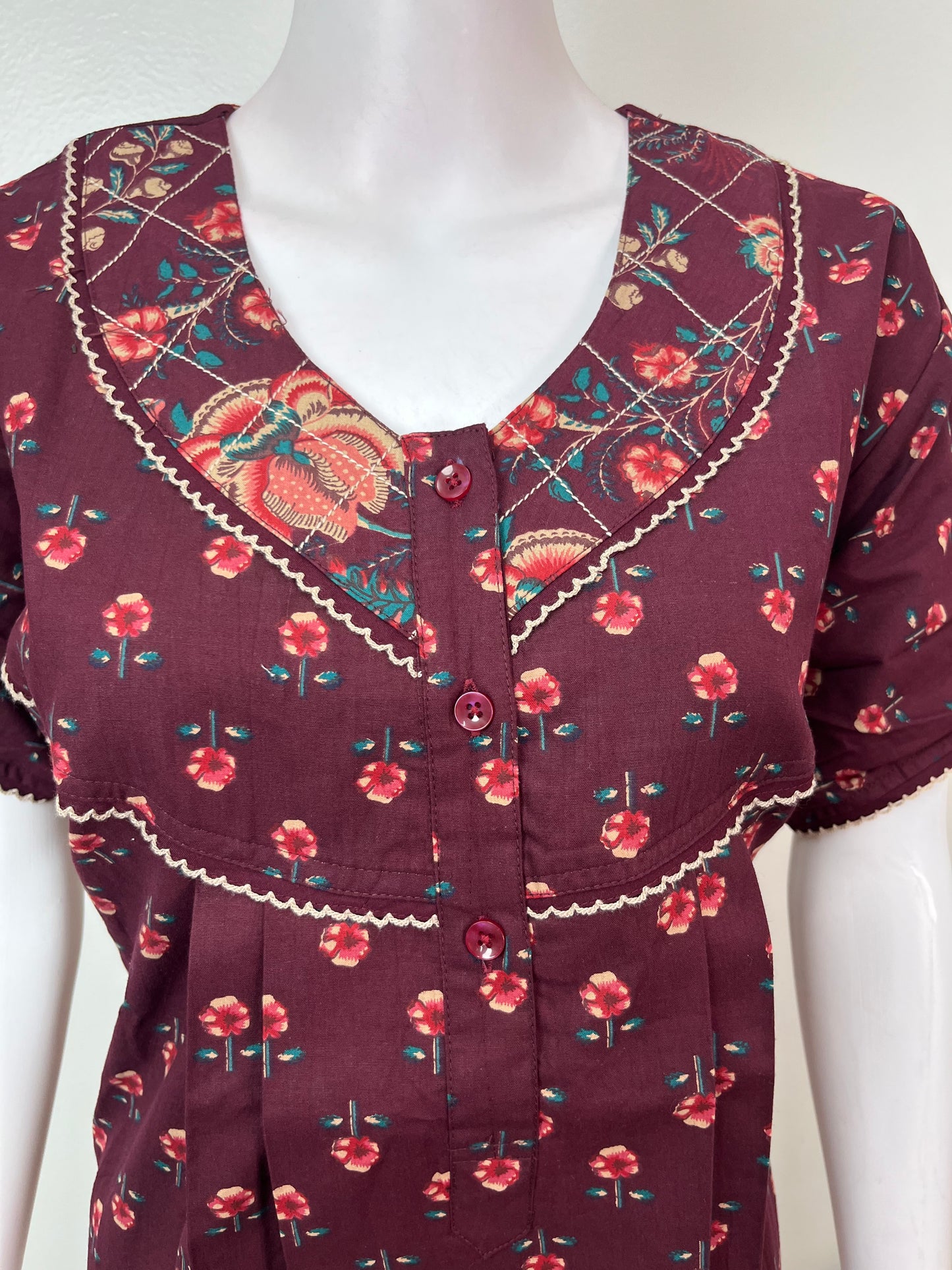 Wine Pure Cotton Nighty Soft & Comfortable