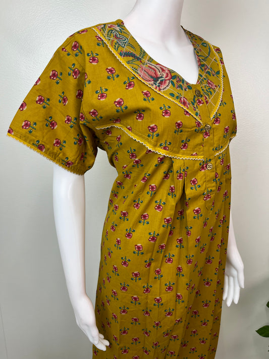 Mustard Pure Cotton Nighty for Women