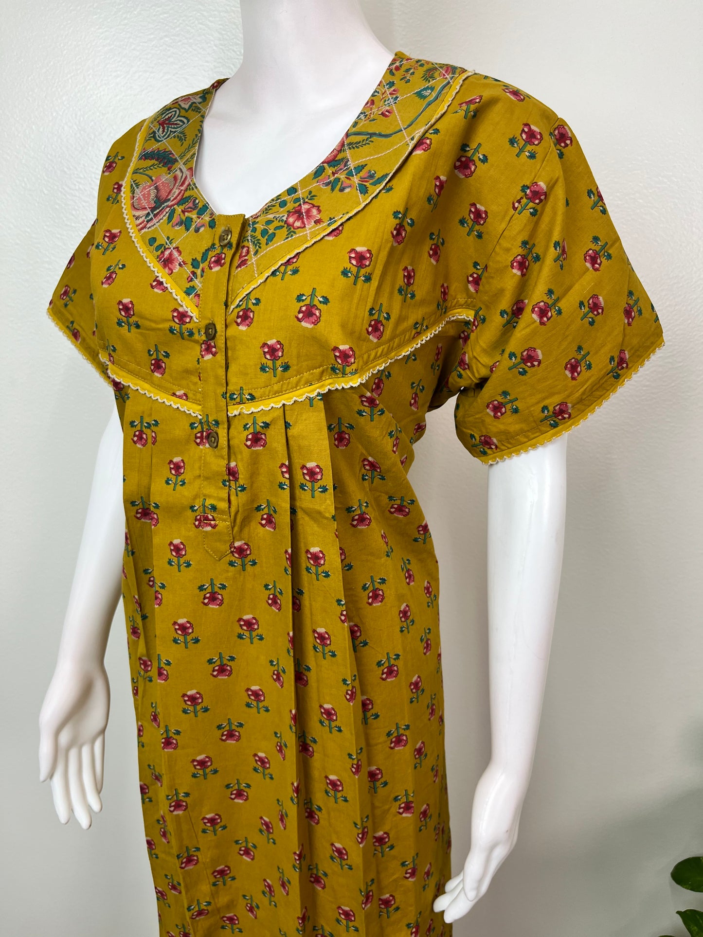 Mustard Pure Cotton Nighty for Women