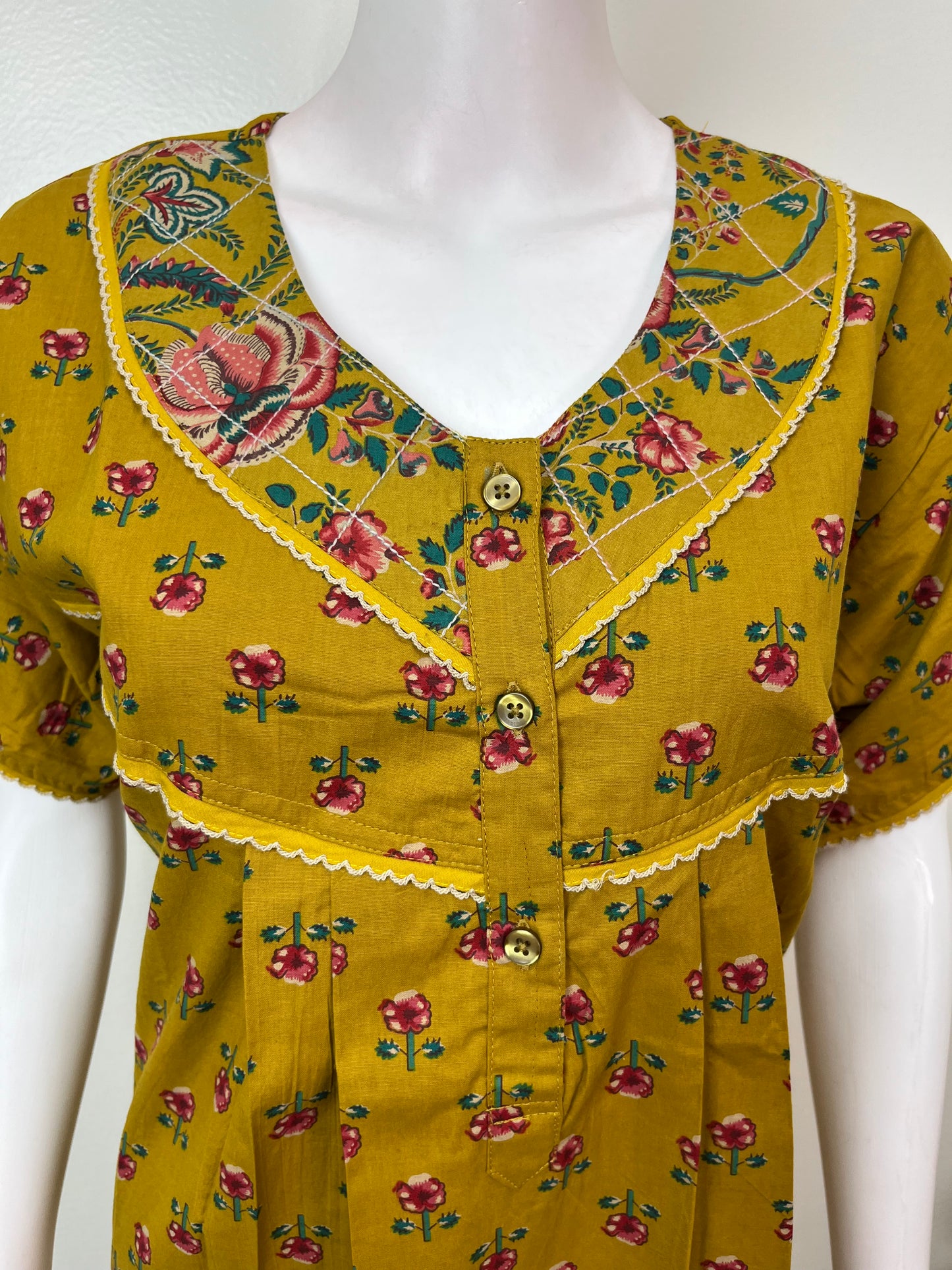 Mustard Pure Cotton Nighty for Women