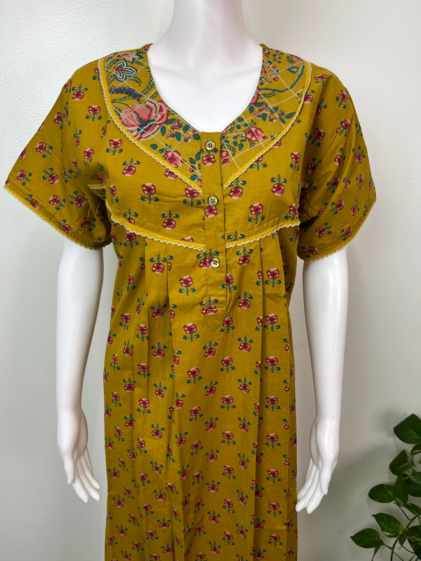 Mustard Pure Cotton Nighty for Women