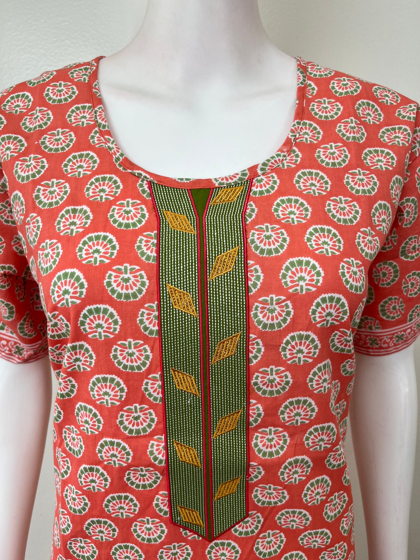 Orange A-Line Style 100% Cotton Nightgown