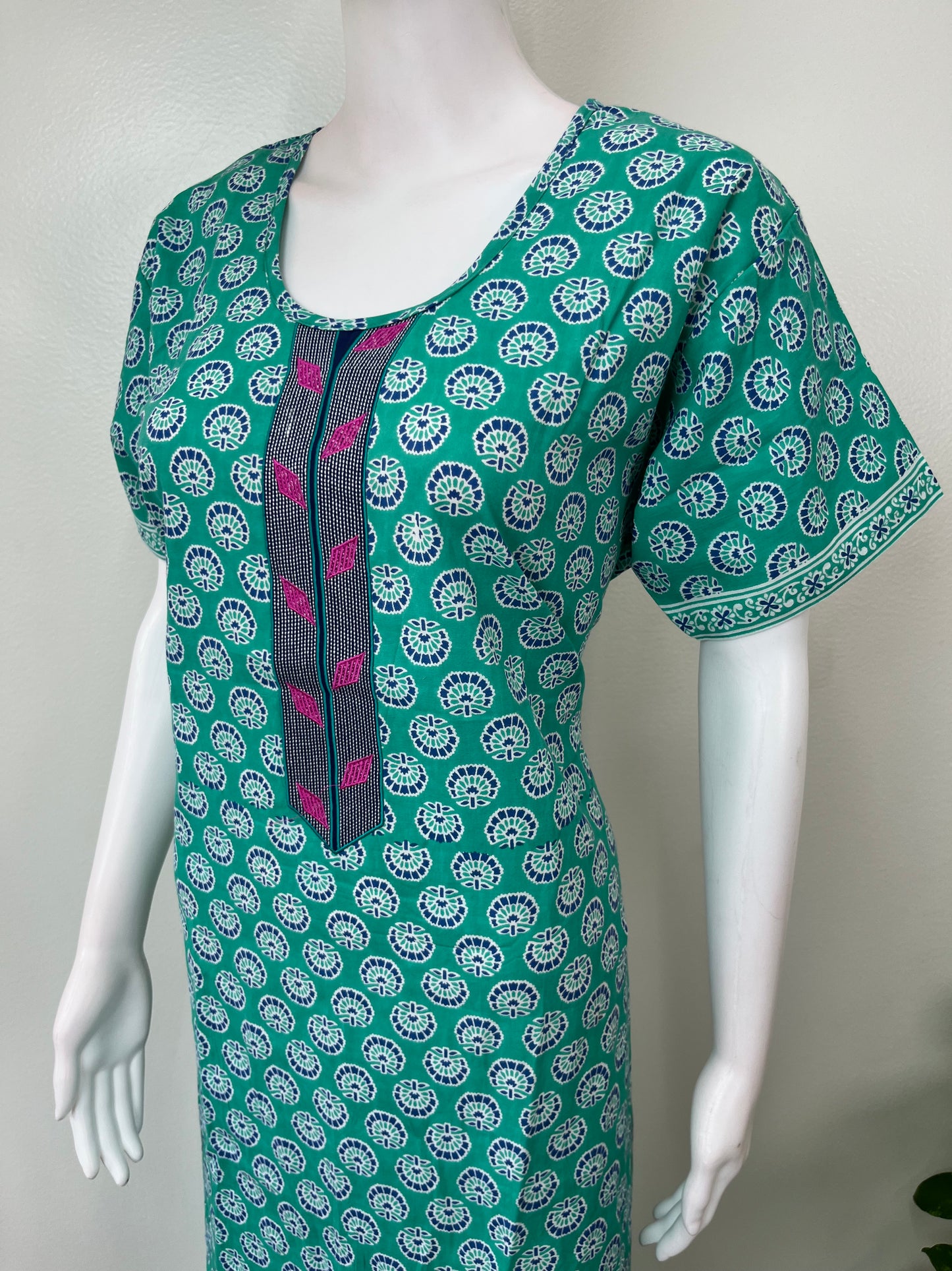 Teal Pure Cotton Women's Nighty