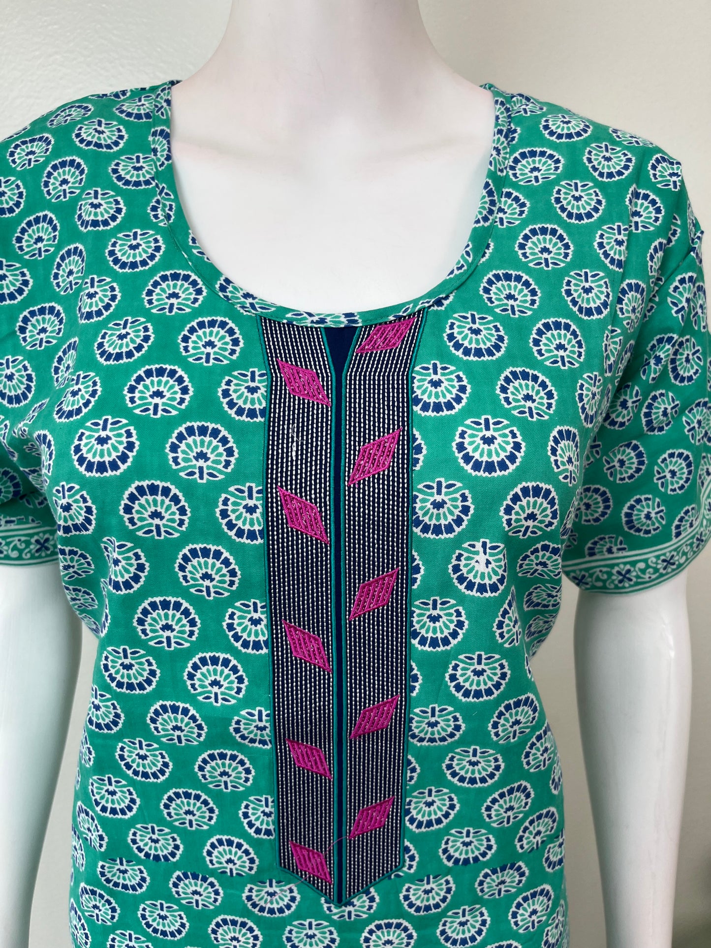 Teal Pure Cotton Women's Nighty