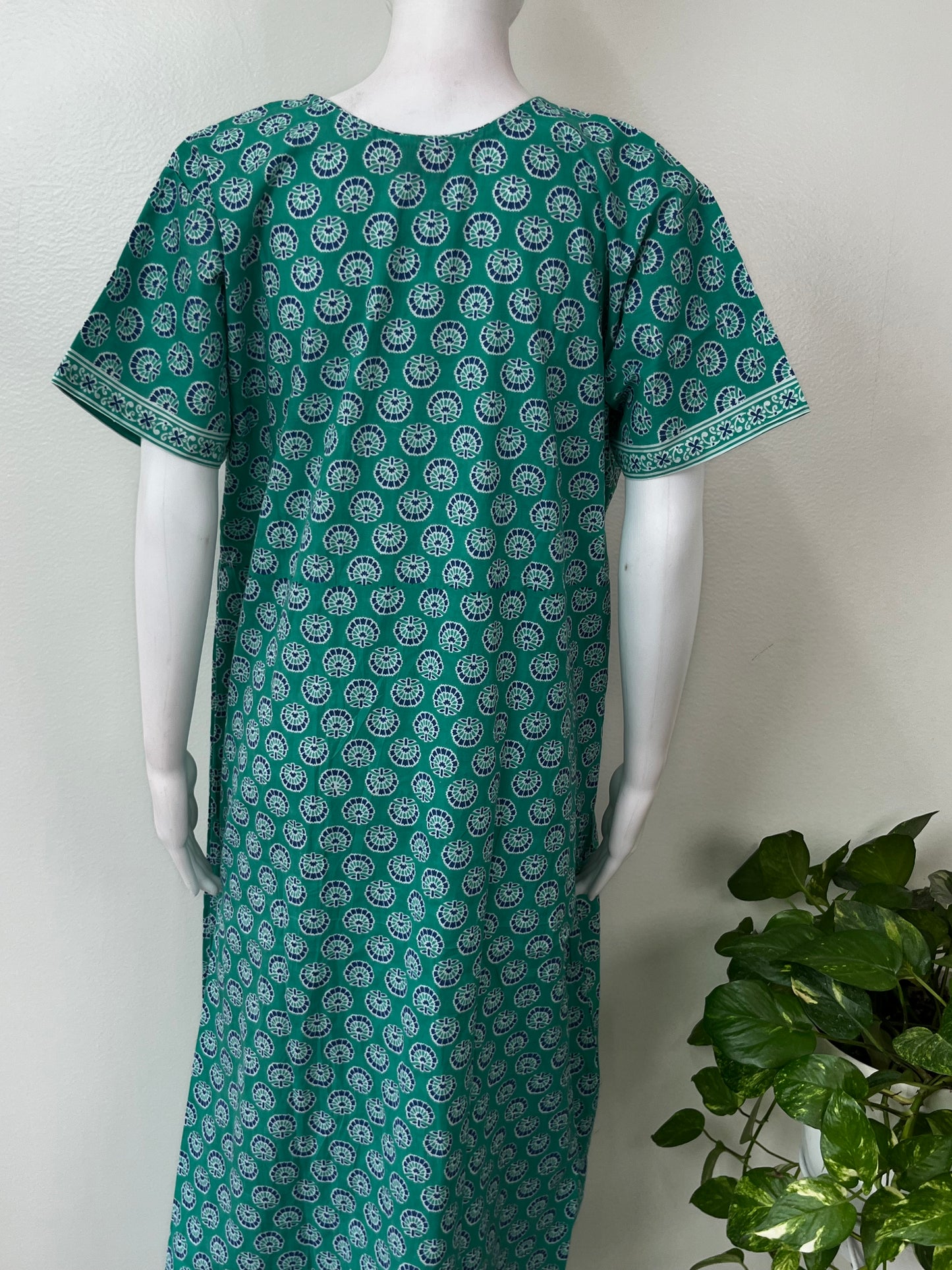 Teal Pure Cotton Women's Nighty