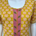 Yellow A-Line Pure Cotton Embroidered Nighty