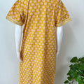Yellow A-Line Pure Cotton Embroidered Nighty