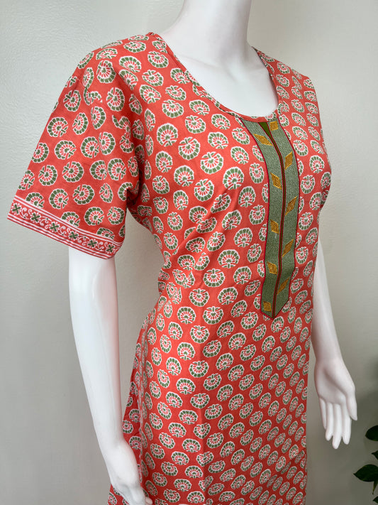 Orange A-Line Style 100% Cotton Nightgown