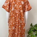 Orange Pleated Style Pure Cotton Nighty