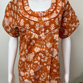 Orange Pleated Style Pure Cotton Nighty