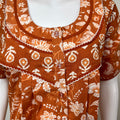 Orange Pleated Style Pure Cotton Nighty