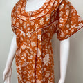 Orange Pleated Style Pure Cotton Nighty