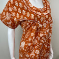 Orange Pleated Style Pure Cotton Nighty