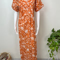 Orange Pleated Style Pure Cotton Nighty