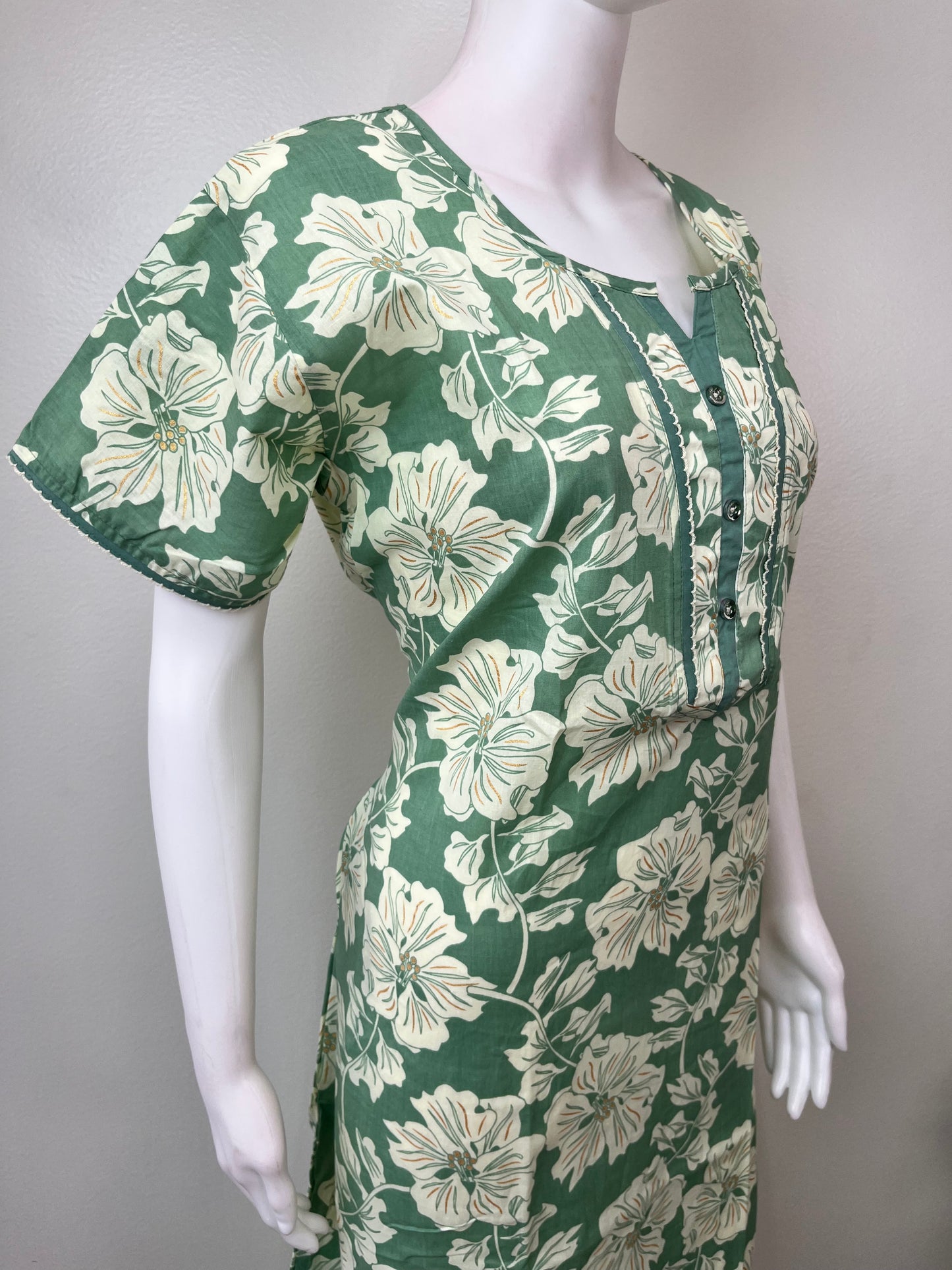 Green Pure Cotton Nighty for Women