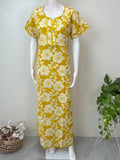 Yellow Floral Printed 100% Cotton Nightgown