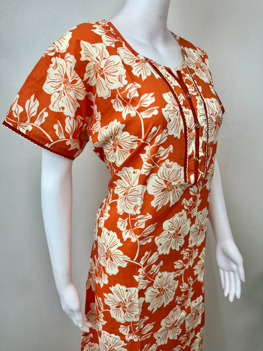 Orange Pure Cotton Nighty Soft & Comfortable