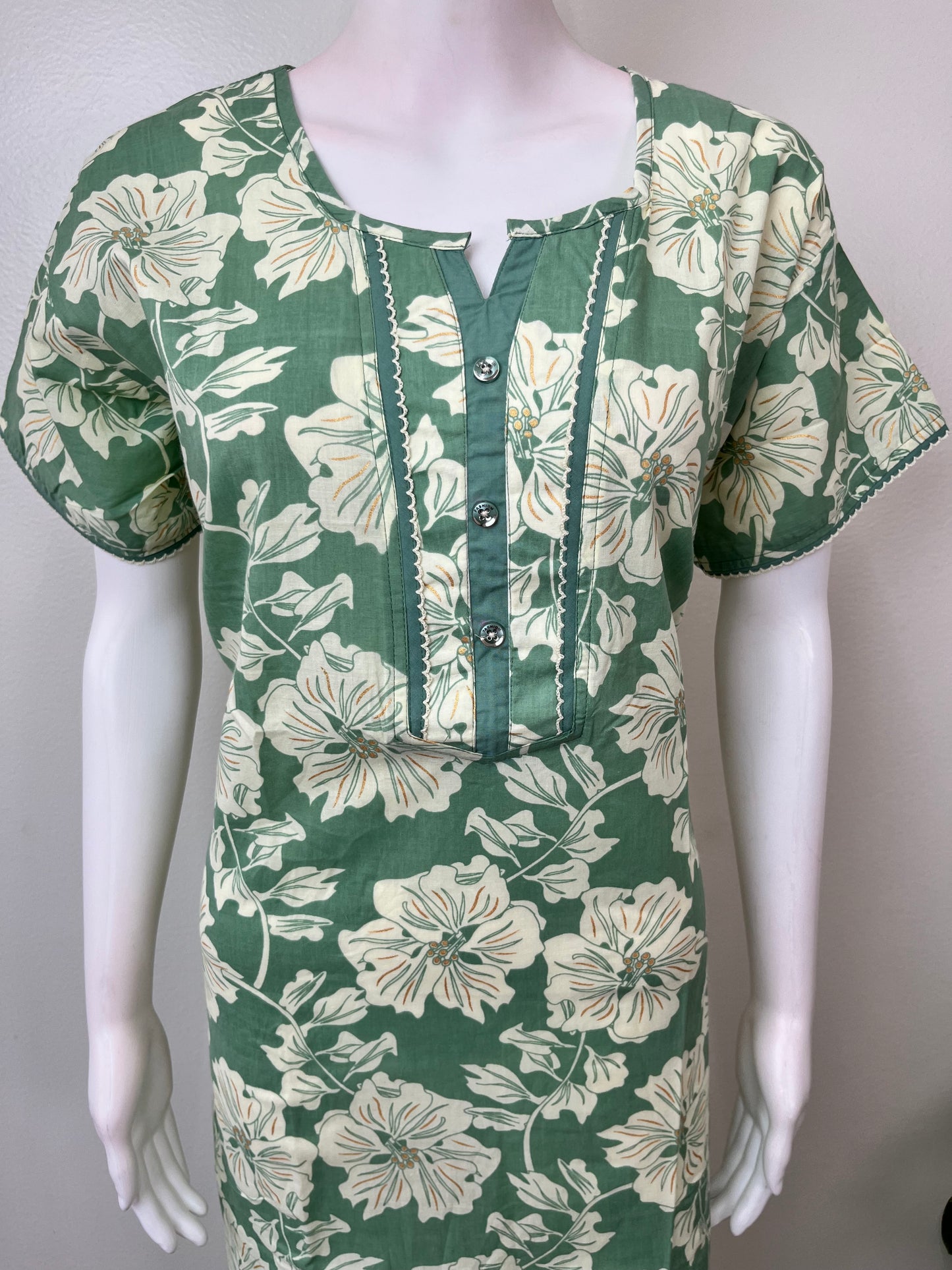 Green Pure Cotton Nighty for Women