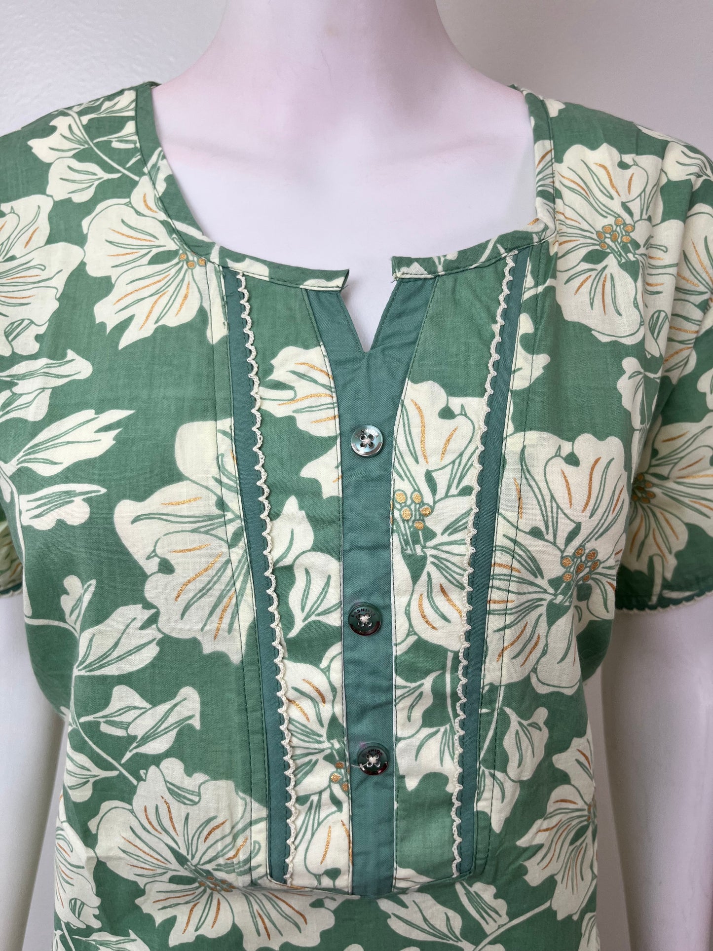 Green Pure Cotton Nighty for Women