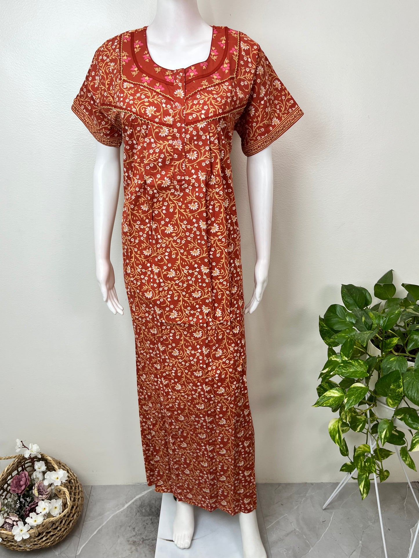 Orange Pure Cotton Nighty Soft & Comfortable