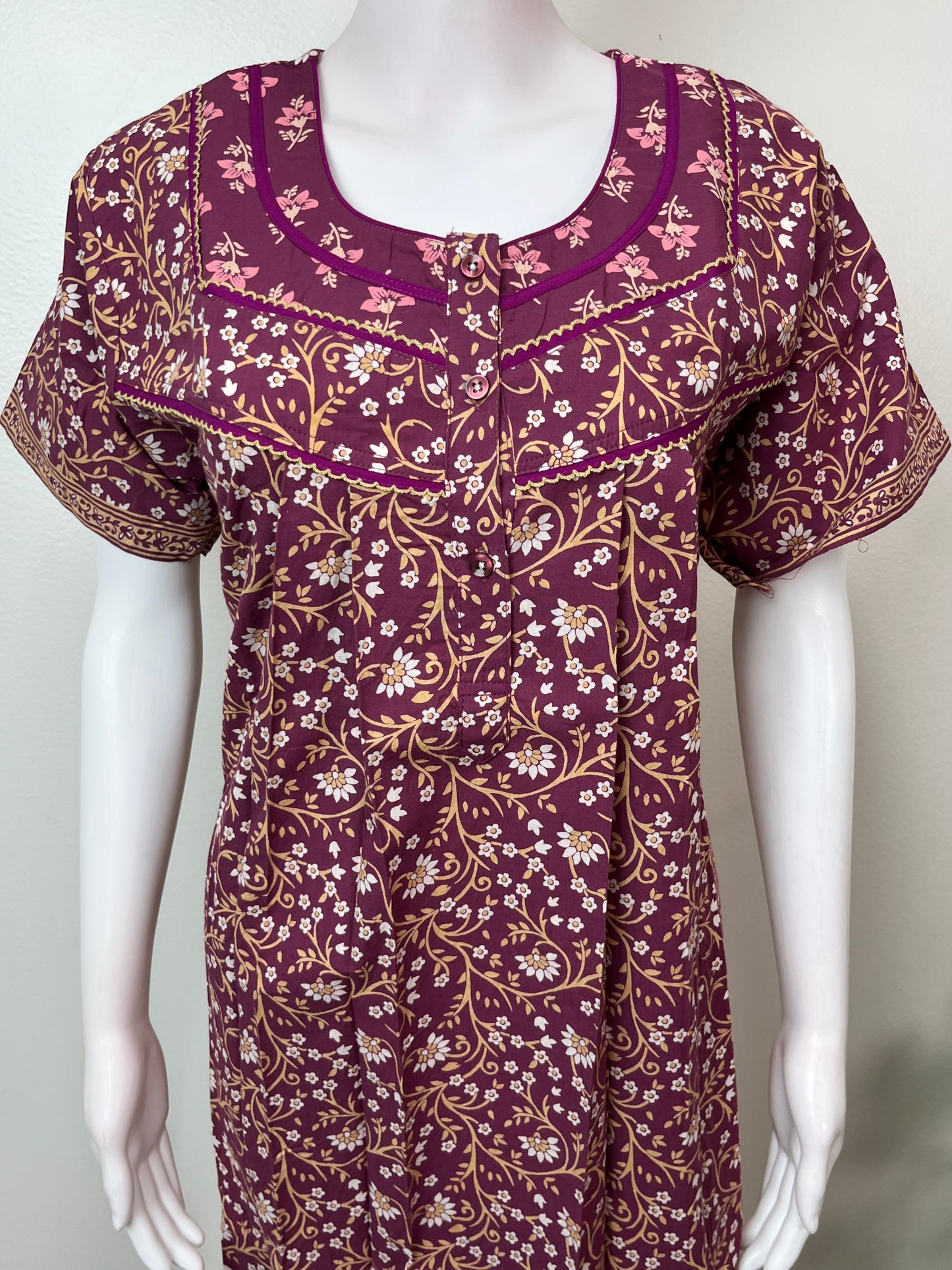 Purple 100% Cotton Nightgown for Women