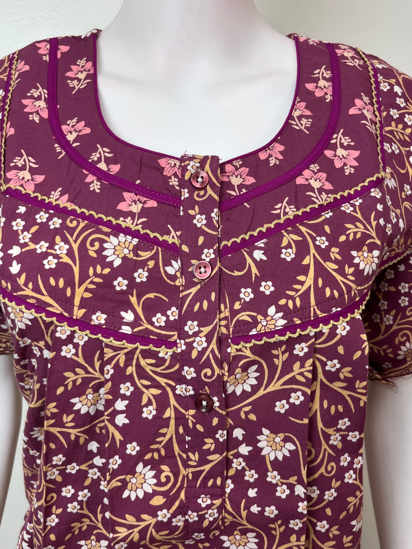 Purple 100% Cotton Nightgown for Women