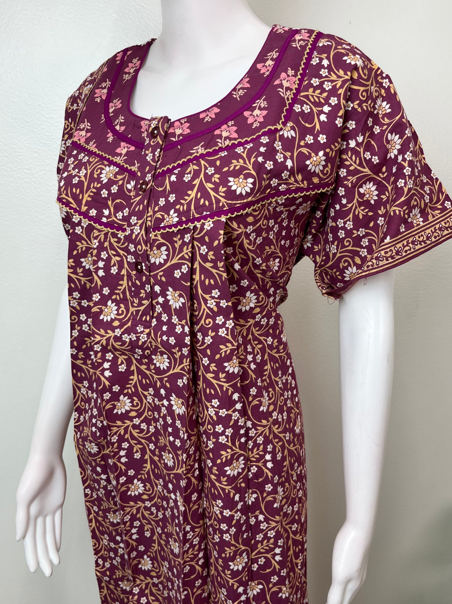 Purple 100% Cotton Nightgown for Women