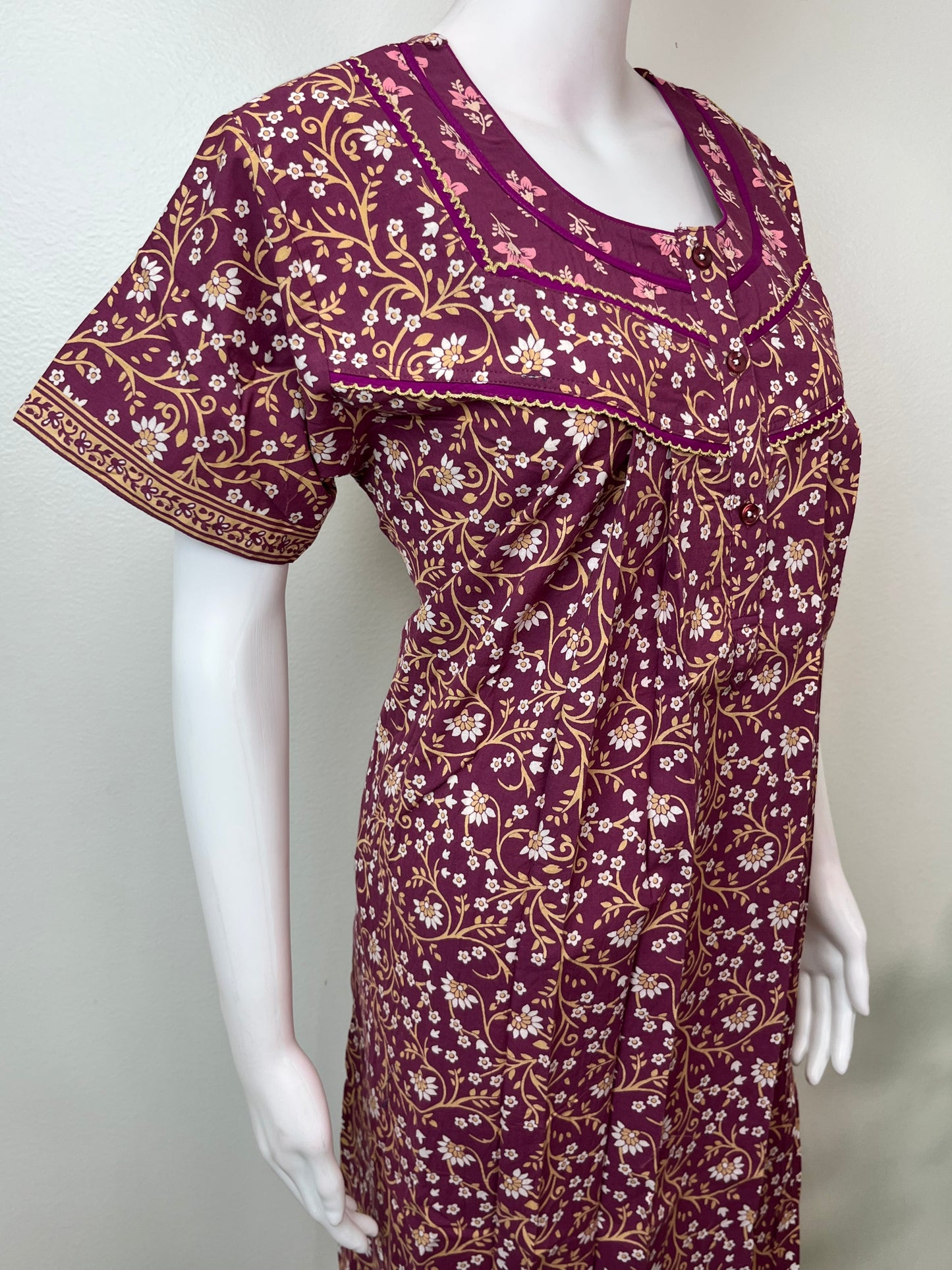 Purple 100% Cotton Nightgown for Women