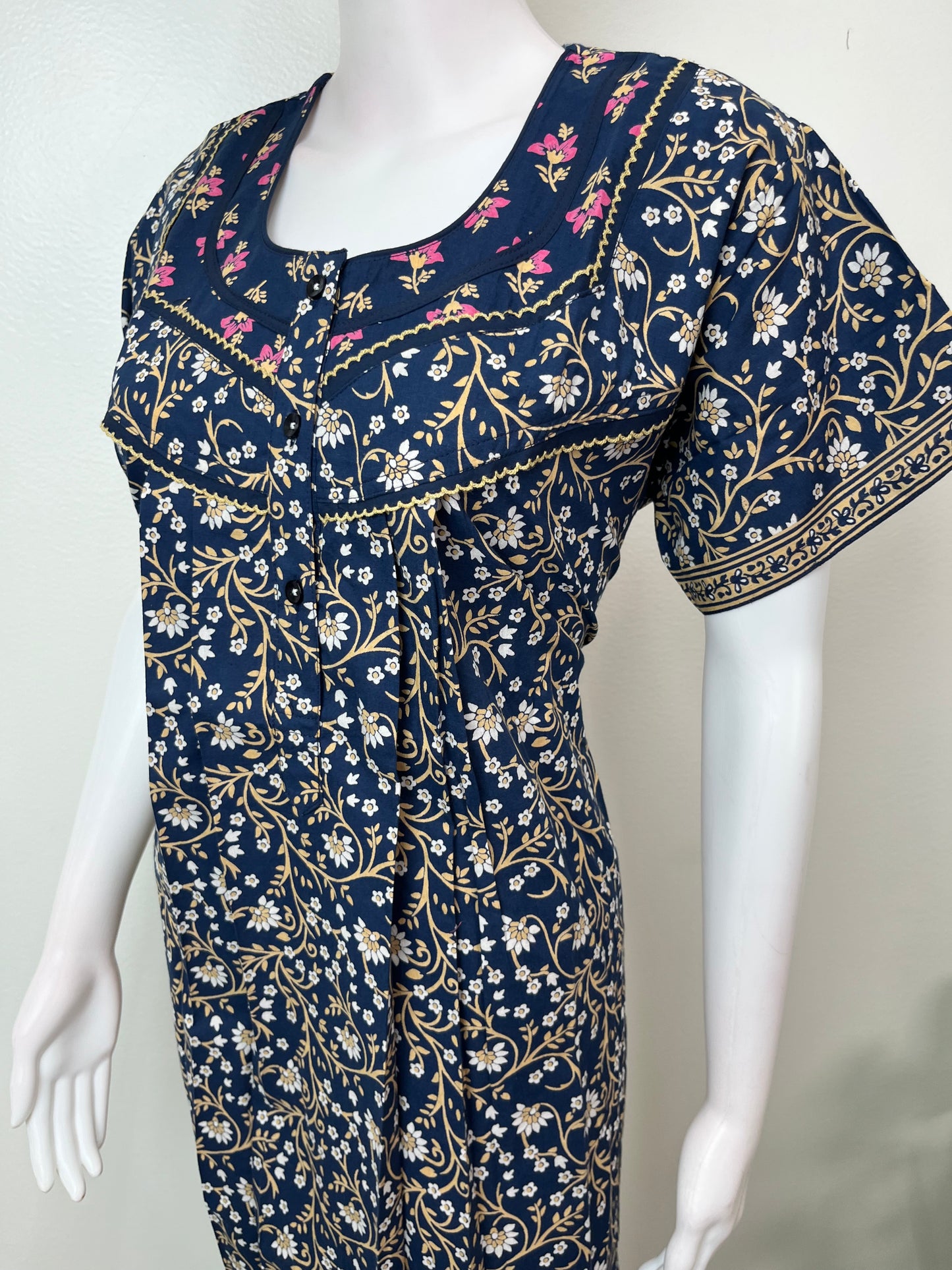 Royal Blue Pure Cotton Nighty for Women