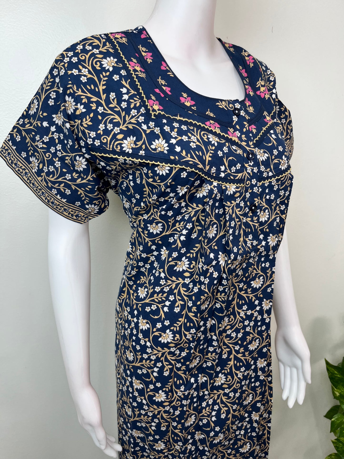 Royal Blue Pure Cotton Nighty for Women