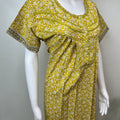 Yellow Pleated Style 100% Cotton Nightgown