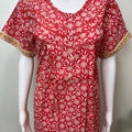 Red Floral Printed 100% Cotton Nighty