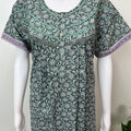 Emerald Green Floral Printed Pure Cotton Nightgown