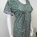 Emerald Green Floral Printed Pure Cotton Nightgown
