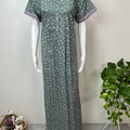 Emerald Green Floral Printed Pure Cotton Nightgown
