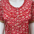 Red Floral Printed 100% Cotton Nighty
