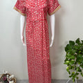 Red Floral Printed 100% Cotton Nighty