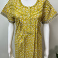 Yellow Pleated Style 100% Cotton Nightgown