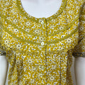 Yellow Pleated Style 100% Cotton Nightgown