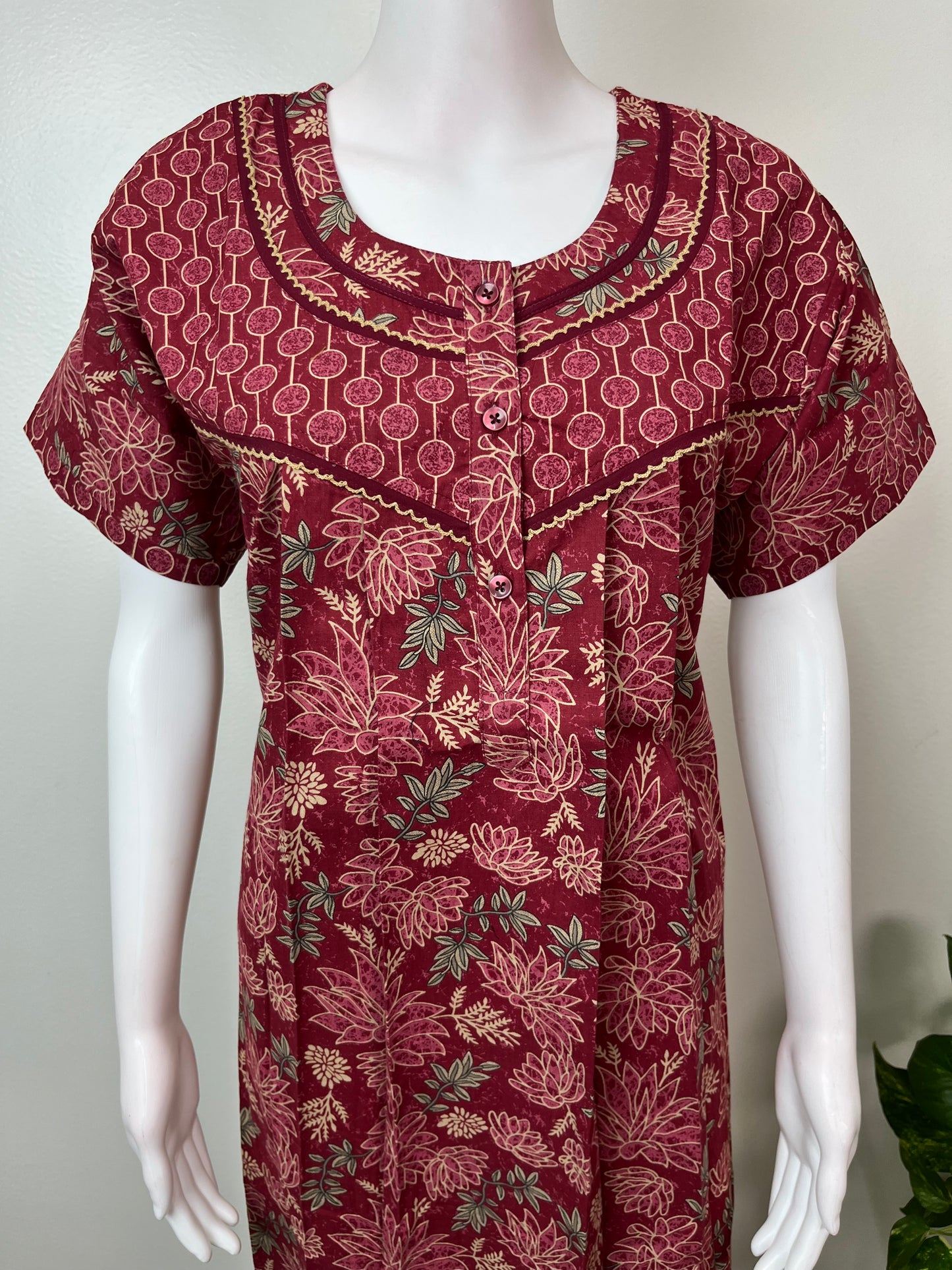 Red 100% Cotton Nightgown for Women