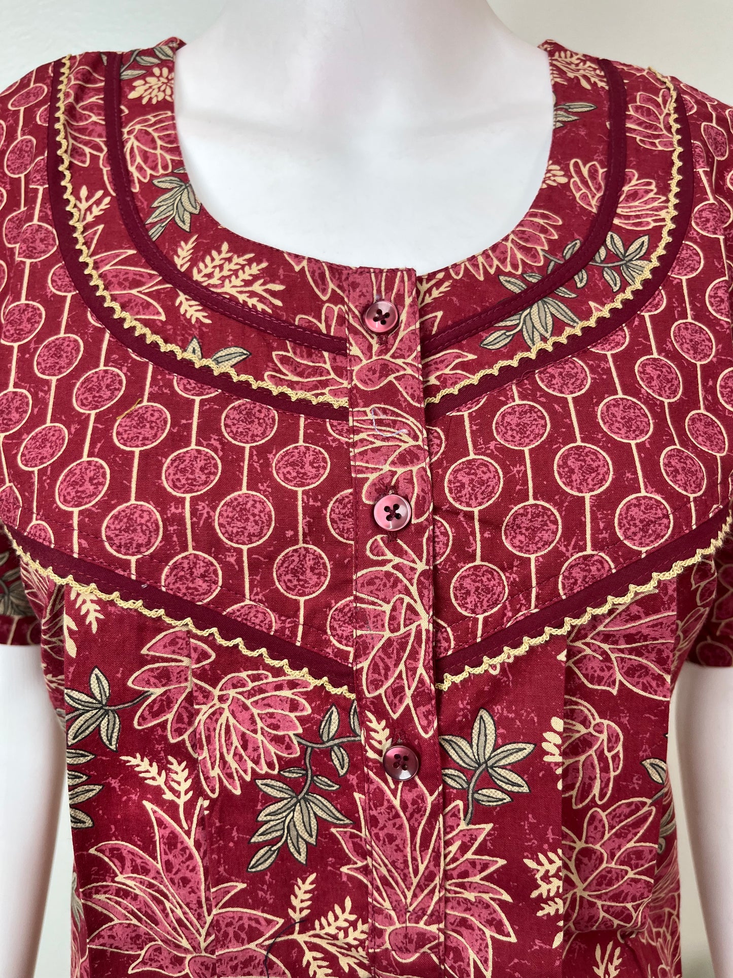 Red 100% Cotton Nightgown for Women