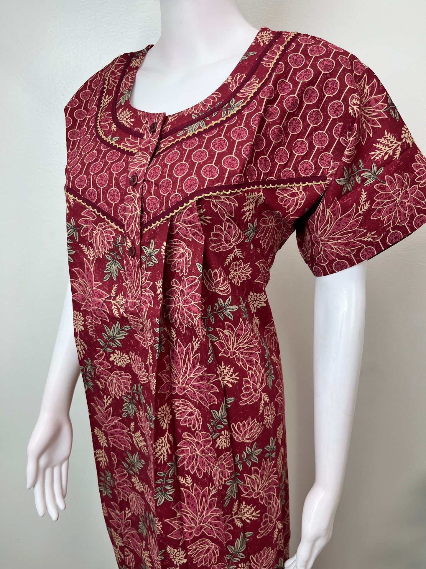 Red 100% Cotton Nightgown for Women