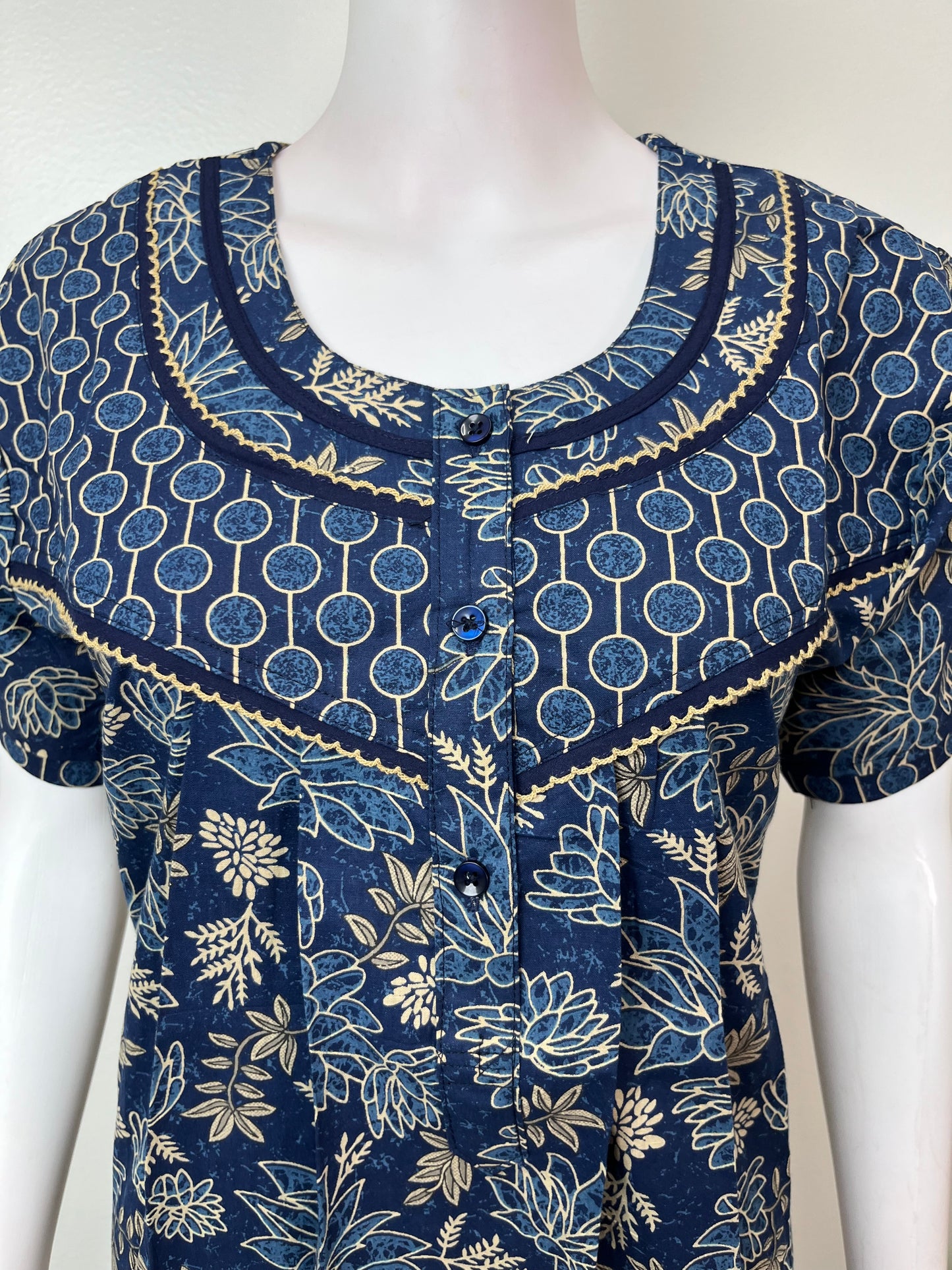 Navy Blue Pure Cotton Nighty Elegant & Breathable