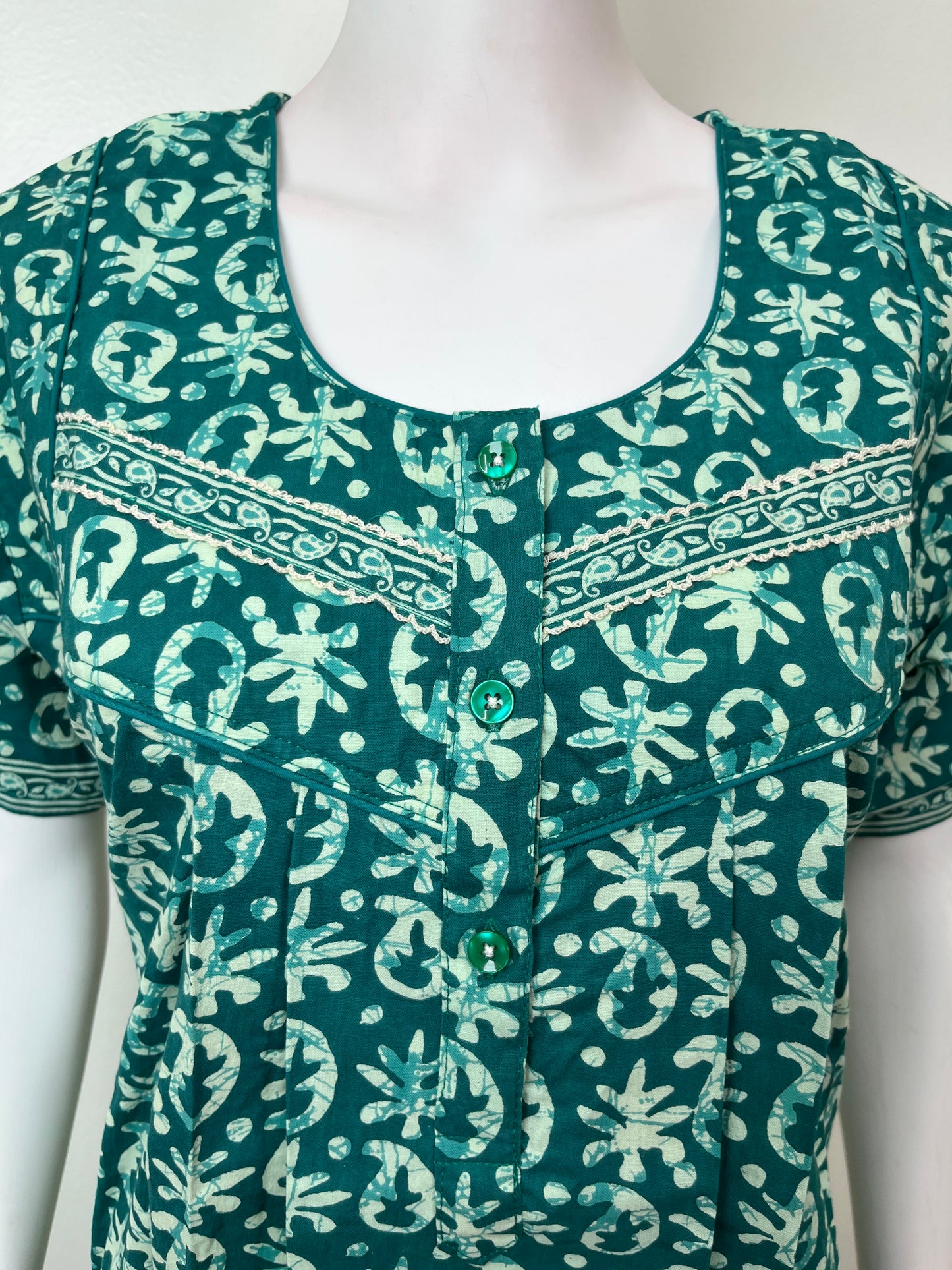 Sea Green Pure Cotton Women's Nighty